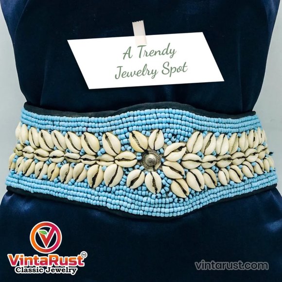 Vintage Afghan Beaded Shell Belt: Tribal Belly Dance Jewelry main image 10